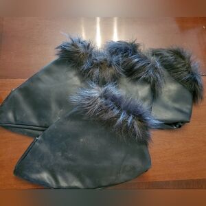 Black Faux Fur Trimmed Horse Spats
